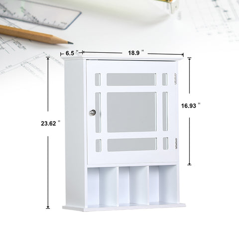 PHI VILLA 3-Color Single Door Medicine Cabinet Bathroom Wall Cabinet with Mirror Door