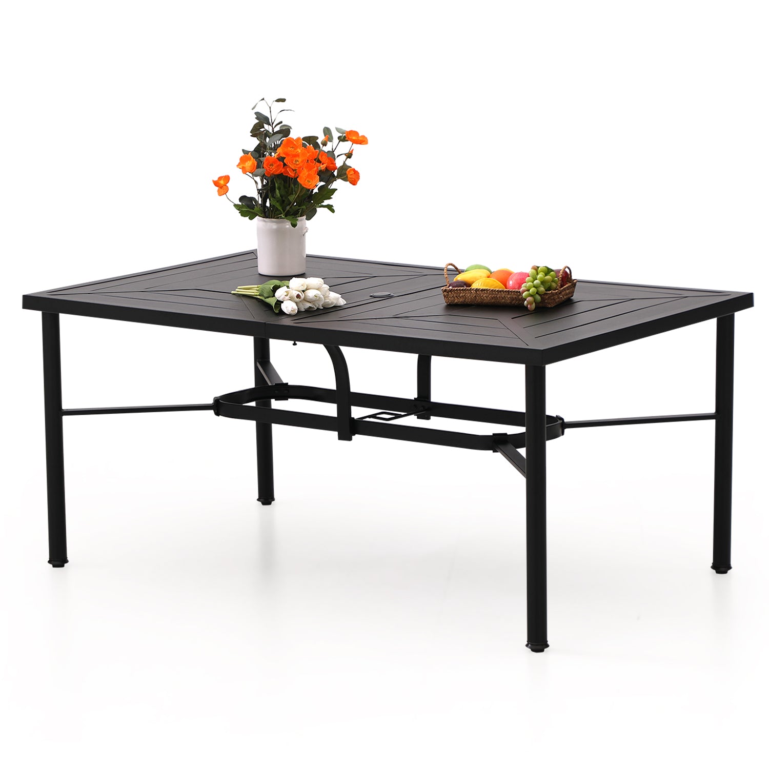 MFSTUDIO Geometric Stamped Rectangle Steel Table, Table for 6 People
