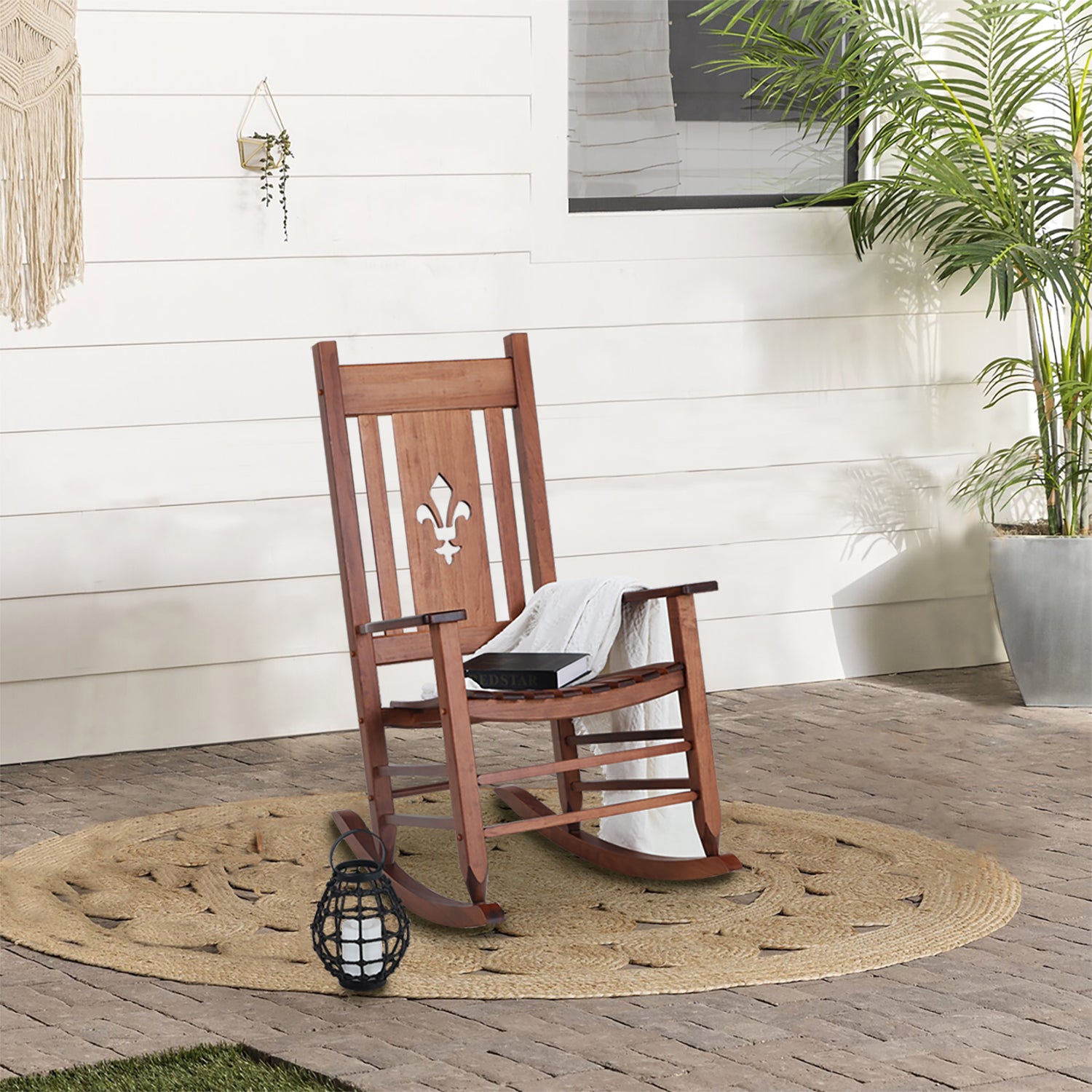 Phi Villa 1PC Solid Outdoor Indoor Rocking Chair for Patio Deck Garden Rocker Chair