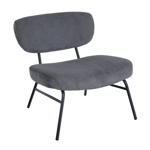 PHI VILLA Modern Corduroy Low Back Chair with Metal Frame for Living Room