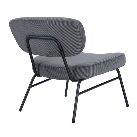 PHI VILLA Modern Corduroy Low Back Chair with Metal Frame for Living Room