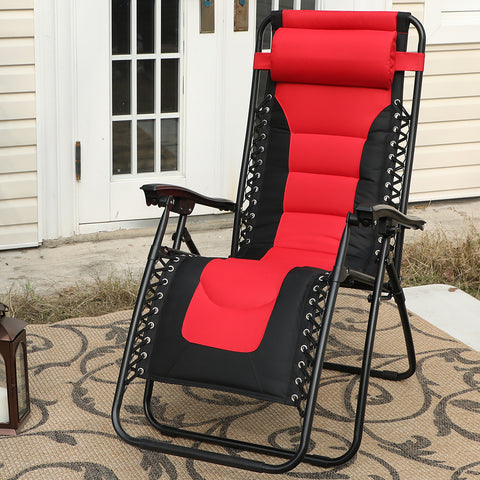 PHI VILLA Padded Zero Gravity Lounge Chair with Cup Holder