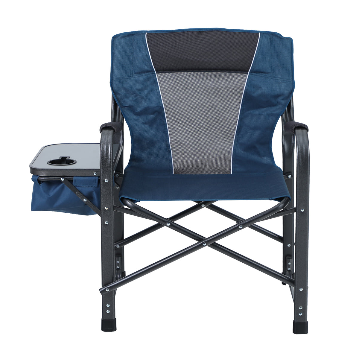 Alpha Camp Metal Foldable Director’s Chair Camping Chair with Cup Holder Storage Box