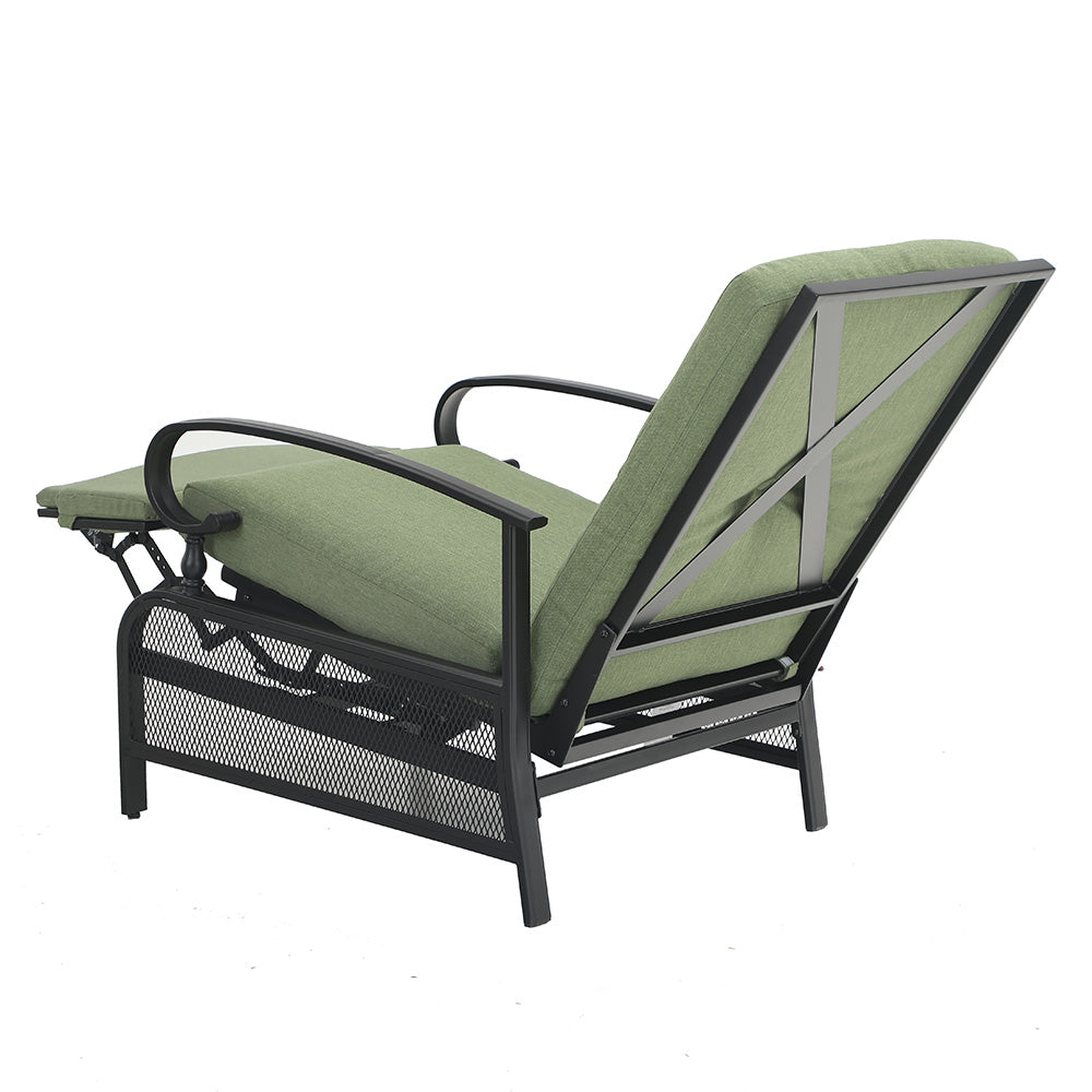 PHI VILLA Adjustable Patio Metal Relaxing Recliner Lounge Chair