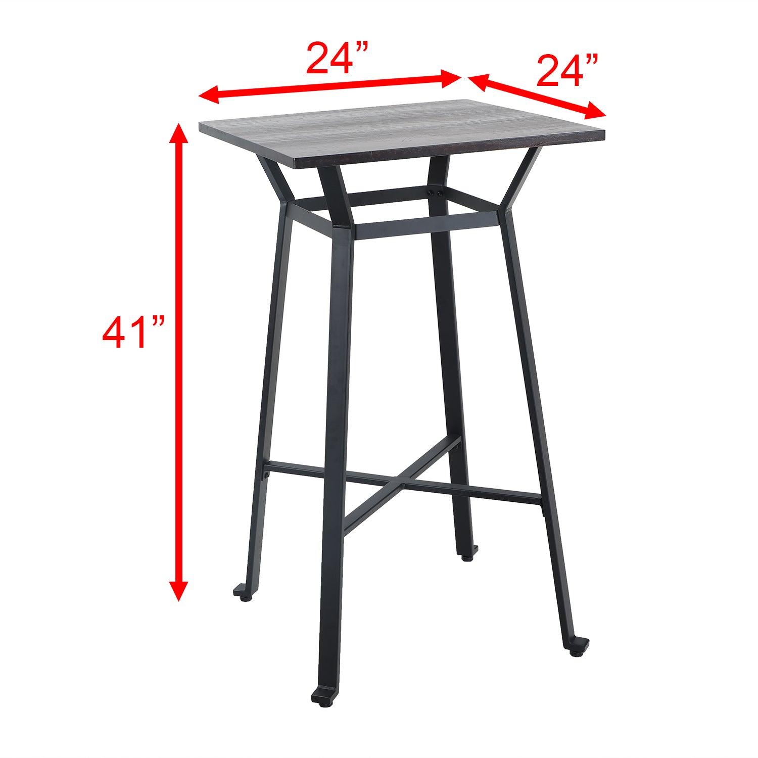 PHI VILLA Metal Bar Table, Square Bar Height Pub Table with Wood Top, 41"