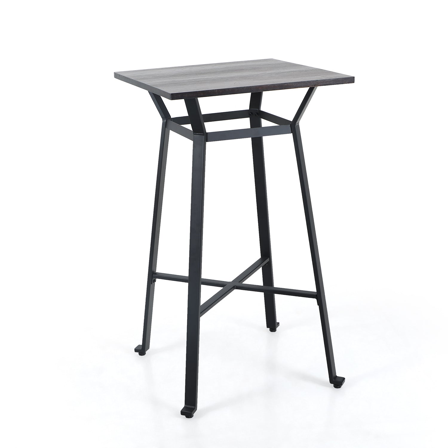 PHI VILLA Metal Bar Table, Square Bar Height Pub Table with Wood Top, 41"