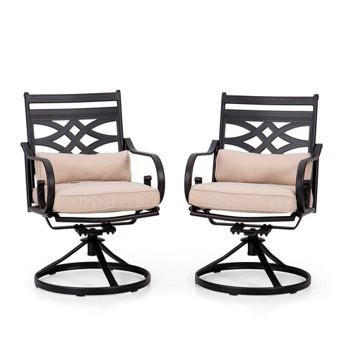 MFSTUDIO 2-Piece Hollow-out Patio Dining Chairs with Thick Cushions