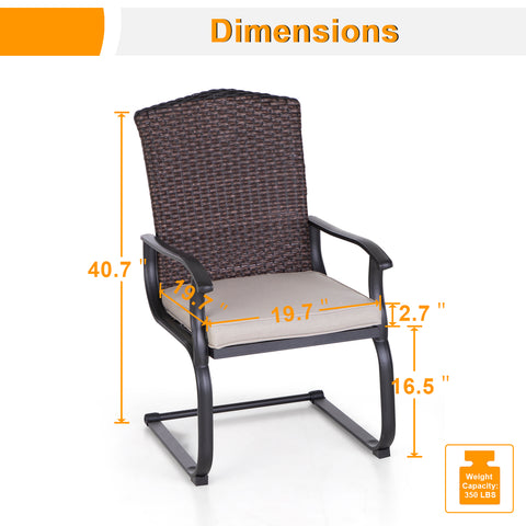 Sophia & William 7-Piece Patio Dining Set Steel Panel Table & Fan-Shape Backrest Cushioned Rattan C-Spring Chairs
