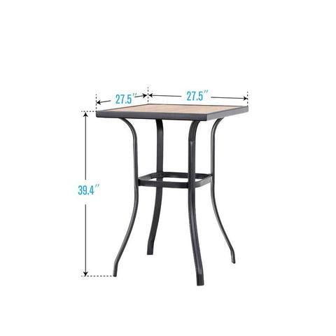 MFSTUDIO Aqua Textilene Swivel Patio Bar Stool Sets with Wood-look High Bar Table