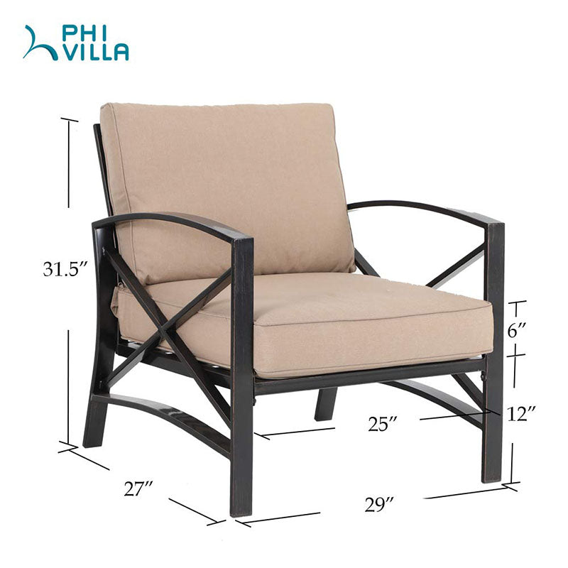PHI VILLA Outdoor Extra Wide Relaxing Deep Seating Set