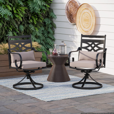 MFSTUDIO 2-Piece Hollow-out Patio Dining Chairs with Thick Cushions