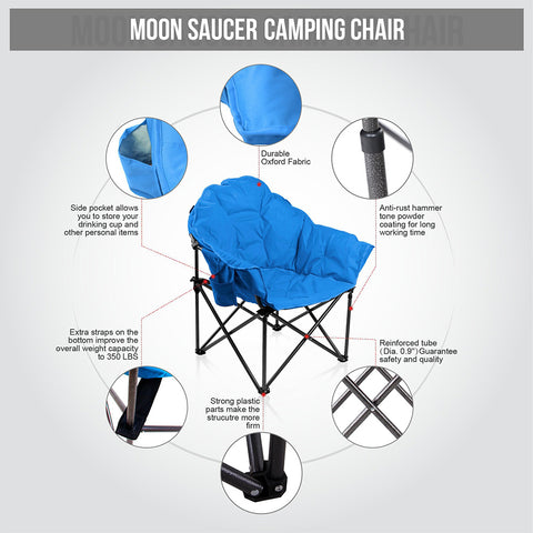 Alpha Camp Blue Folding Oversized Padded Moon Chair