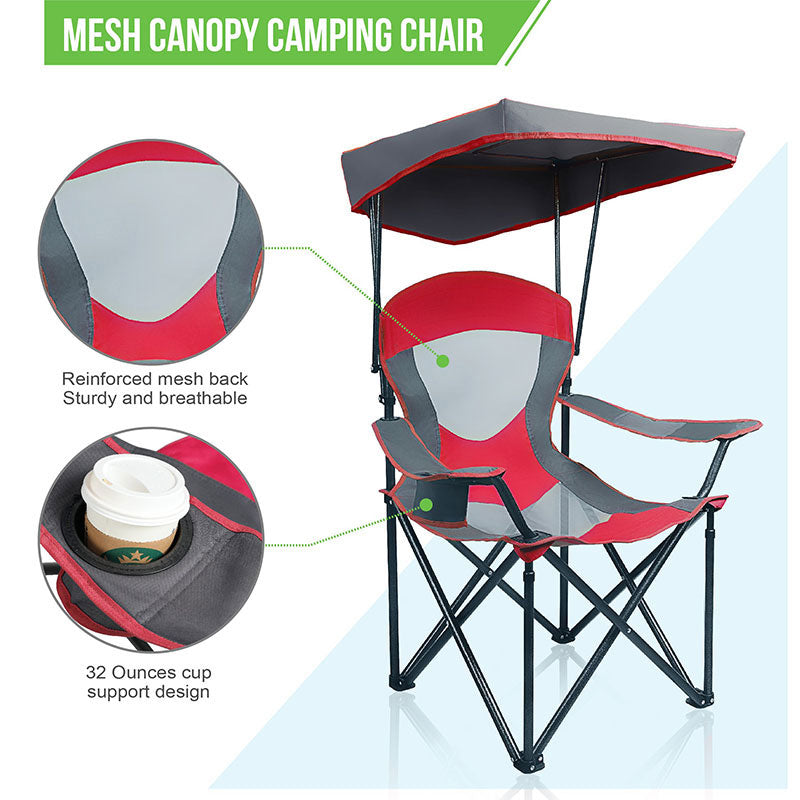 Alpha Camp Red Folding Mesh Canopy Camping Chair