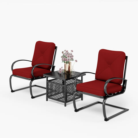 Sophia & William C-Spring Metal Cushioned Lounge Chairs Patio Bistro Set