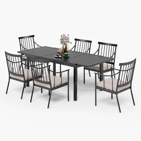 Sophia & William Expandable Table & Stylish Fixed Dining Chairs Patio Dining Sets