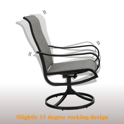 PHI VILLA 3-Piece Patio Bistro Set Small Square Side Table & Textilene Swivel Chairs