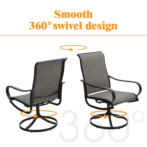 PHI VILLA 9-Piece Set Extra Large Square Table & Textilene Swivel Chairs