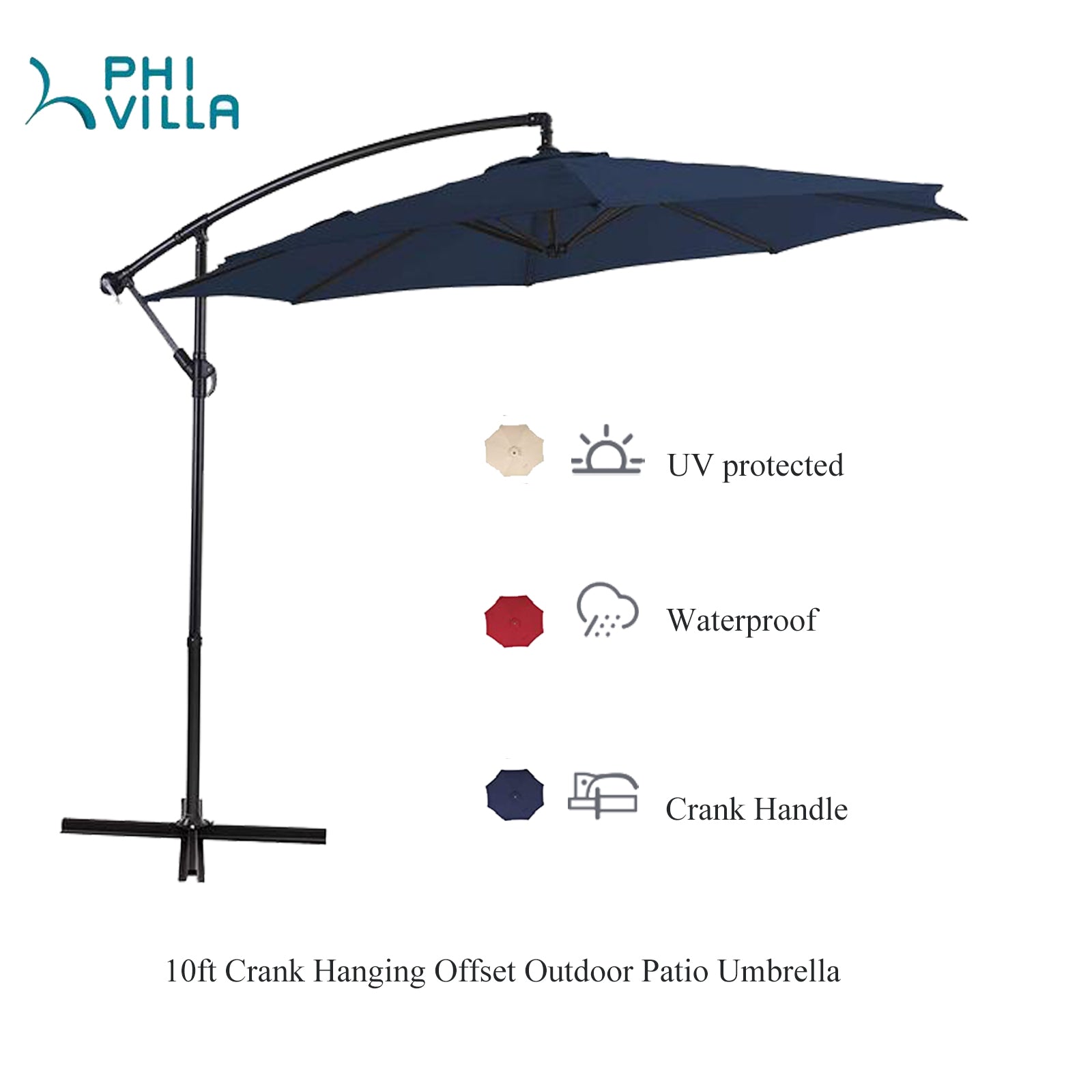 Sophia & William 10ft Crank Hanging Offset Outdoor Patio Umbrella