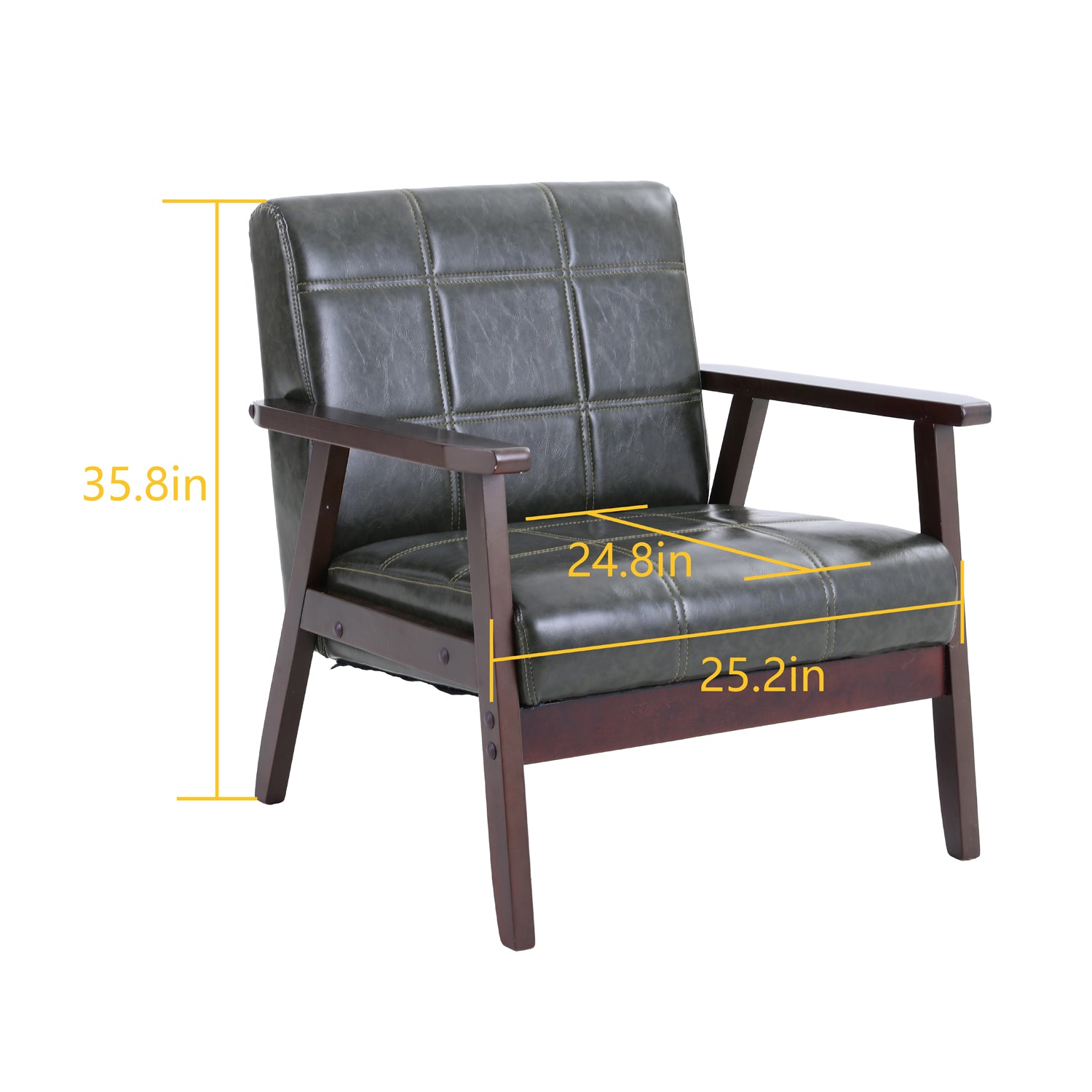 PHI VILLA Modern PU Leather Single Sofa Small Accent Chair