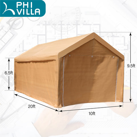 PHI VILLA 10x20 ft Heavy Duty Carport Car Canopy Garage Boat Shelter Party Tent