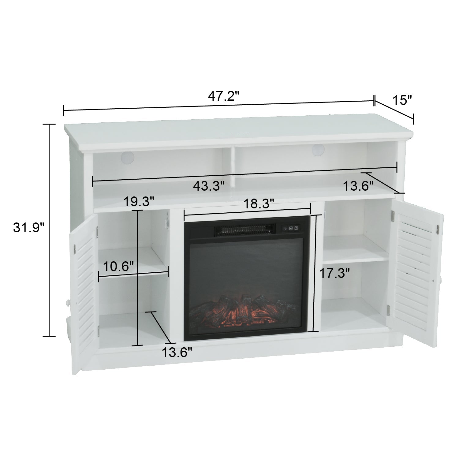 Fireplace TV Stand Cabinet for TVs up to 55"-MFSTUDIO