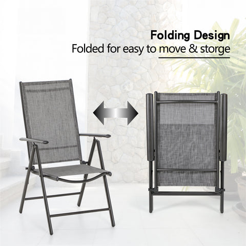 Sophia & William 7-Piece Patio Dining Sets Matte Wood-grain Table & Textilene Foldable Chairs