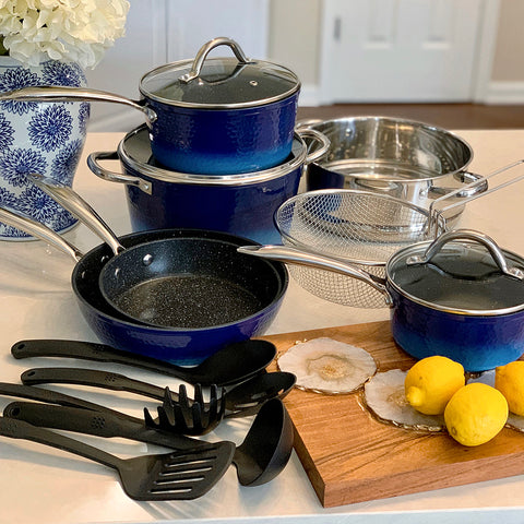 Kitchen Academy Blue Cookware Set 15 piece