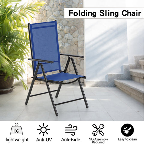 Sophia & William 5-Piece Square Steel Table & Textilene Reclining Folding Sling Chair Patio Dining Sets