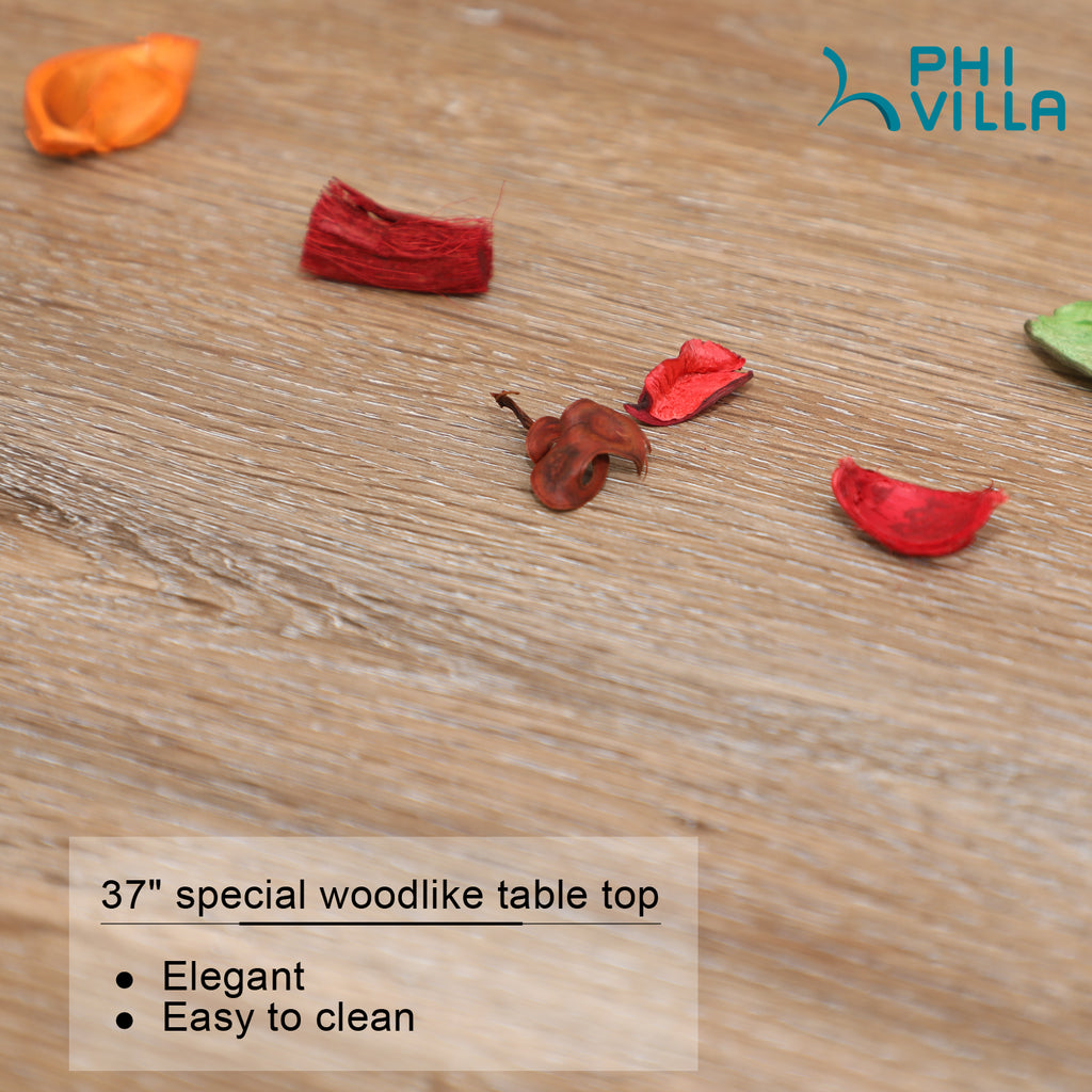 Phi Villa WoodLook Brown Frame Patio Dining Table with Umbrella Hole